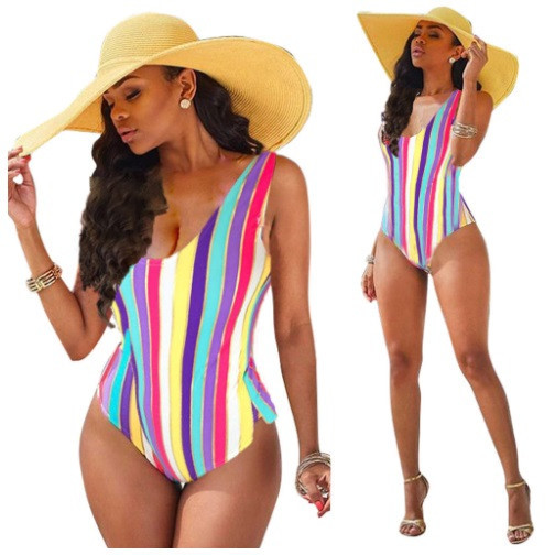 Купальник суцільний у смужку без підкладки та поролона XL різнобарвний Київ - фото 3