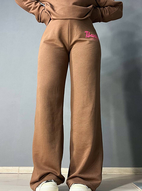 Костюм женский Quzen 485-485 Barbie оверсайз свитшот и брюки палаццо коричневый, коричневый, M Киев - изображение 13