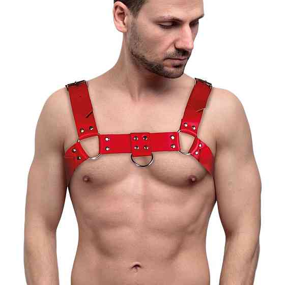 Чоловіча портупея на груди з натуральної шкіри Feral Feelings - Bulldog Harness Red Sex Aura Київ