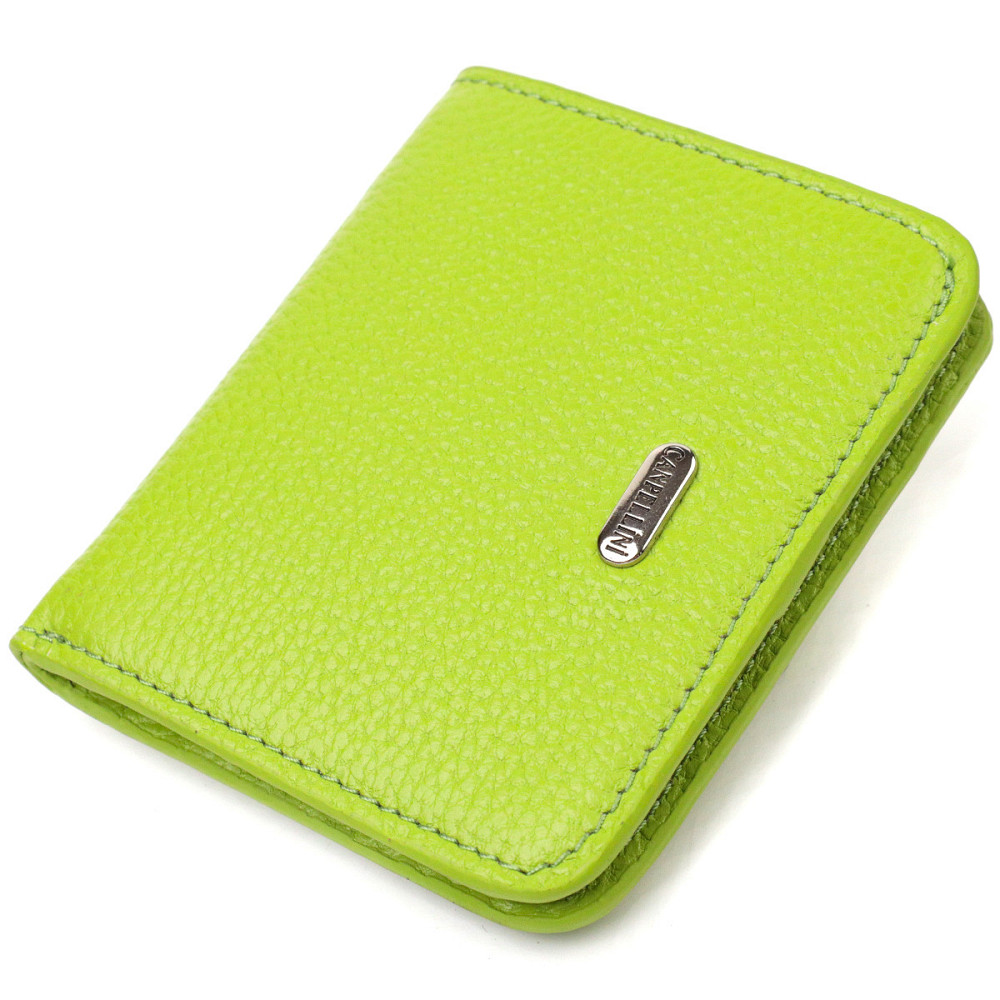 Яскравий жіночий гаманець невеликого розміру з натуральної шкіри CANPELLINI 21799 Салатовий Київ - фото 1