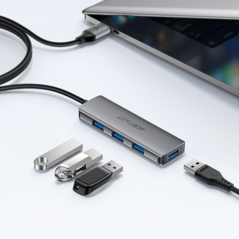 USB-хаб ACEFAST J17 USB-A  4-in-1 HUB Metal Gray Одесса - изображение 7