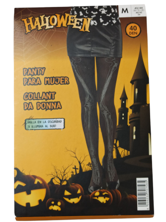 Жіночі колготи Скелетик на Хелловін принт світиться в темряві 40 den розмір M 42-44 чорний Київ