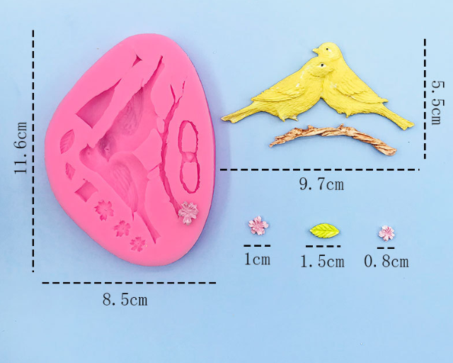 Молд силиконовый Птички 116 на 85 мм розовый Киев - изображение 2