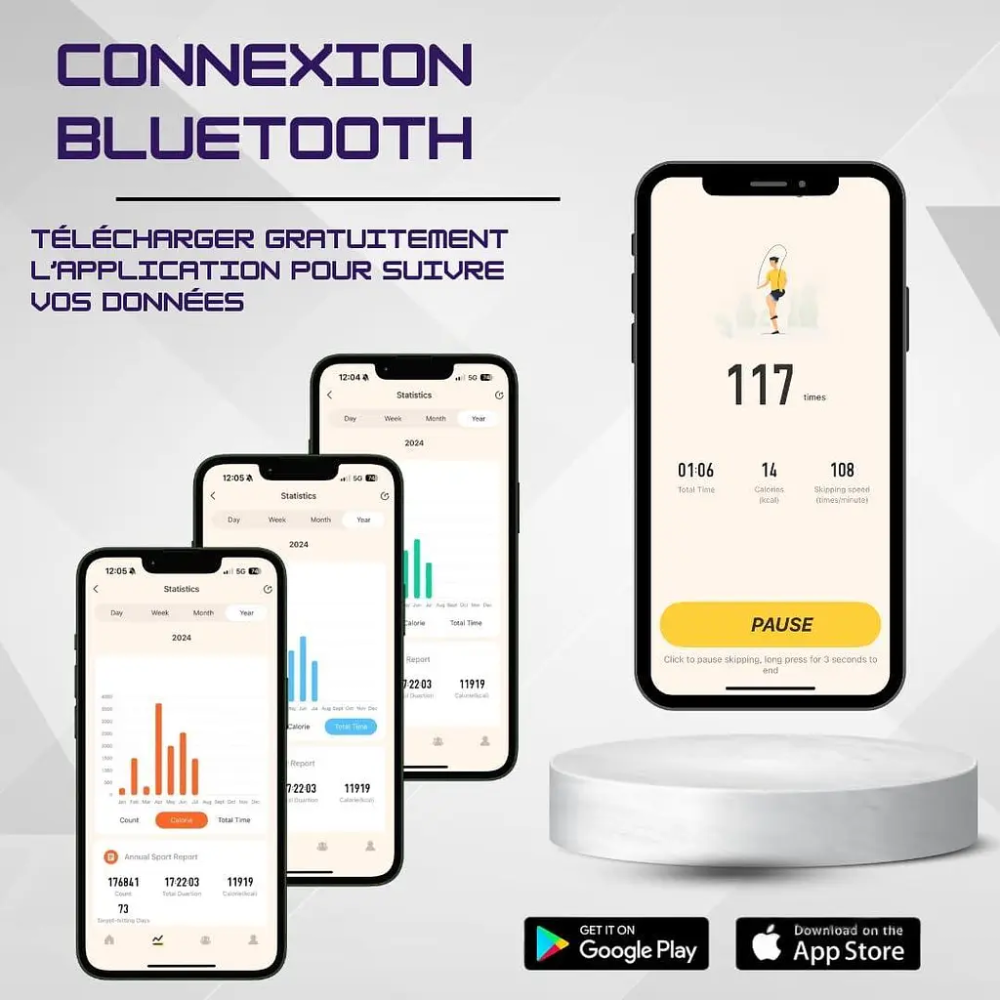 Розумна скакалка PROWERS Smart Rope, бездротова з лічильником стрибків і калорій, Bluetooth, 3 режими тренування, чорна Київ - фото 5