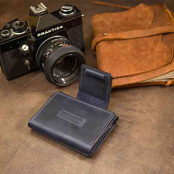 Матова шкіряна візитниця GRANDE PELLE 11409 Чорний Київ