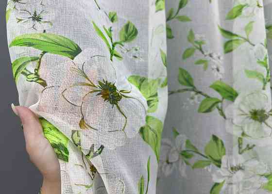 Тюль VR-Textil 1809т Flora Батист Белый с салатовым 600х265 см (42-1176) Киев