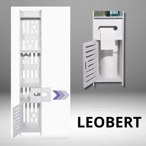 Підлогова шафа пенал Leobert Cubic 120 см для ванної кімнати вузька меблі з полицями та дверцятами Київ - фото 8