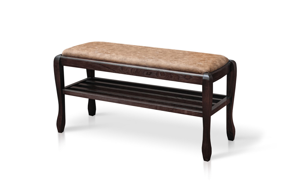 Банкетка з полкою Сієста 900, т. горіх/бежева ткан Київ - фото 1