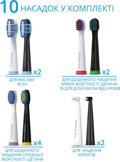 Набір зубних щіток Pecham Black and White Travel Set PC-084 (0290119010100) ( Білий ) Харьков - изображение 14
