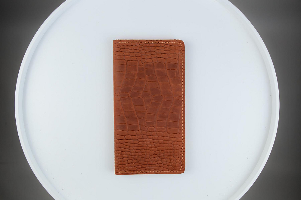 Чоловіче портмоне Skill із натуральної шкіри Crazy Horse тиснення крокодил SH108 (Світло-коричневий) Суми - фото 2