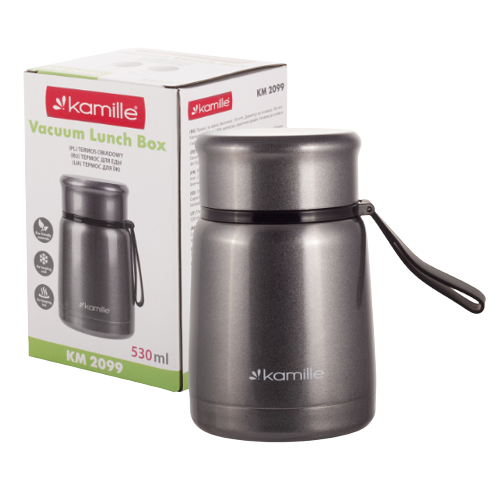 Термос харчовий 530мл нержавіюча сталь (сірий, золотий) KAMILLE 2099 Житомир - изображение 6
