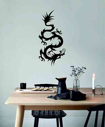 Декоративное настенное Панно «Дракон» , Декор на стену 90*43 см, Черный Киев