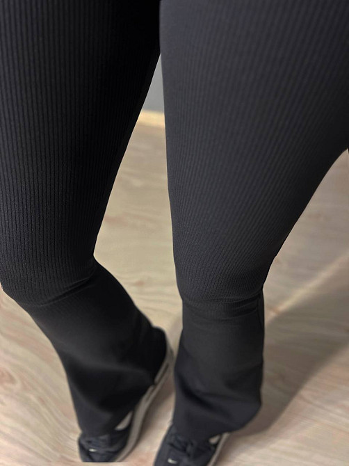 Лосини жіночі Prenses 608 кльош в рубчик з високою талією чорні, чорний, M Київ - фото 12