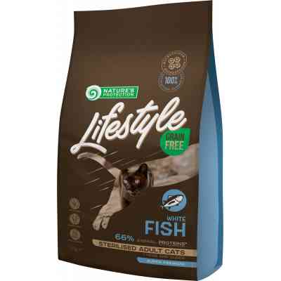 Сухой корм для кошек Nature's Protection Lifestyle Grain Free White Fish Sterilised Adult Cat 1.5 кг (NPLS45802) Винница