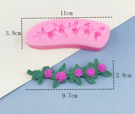 Молд силиконовый Розы 110 на 39 мм розовый Киев
