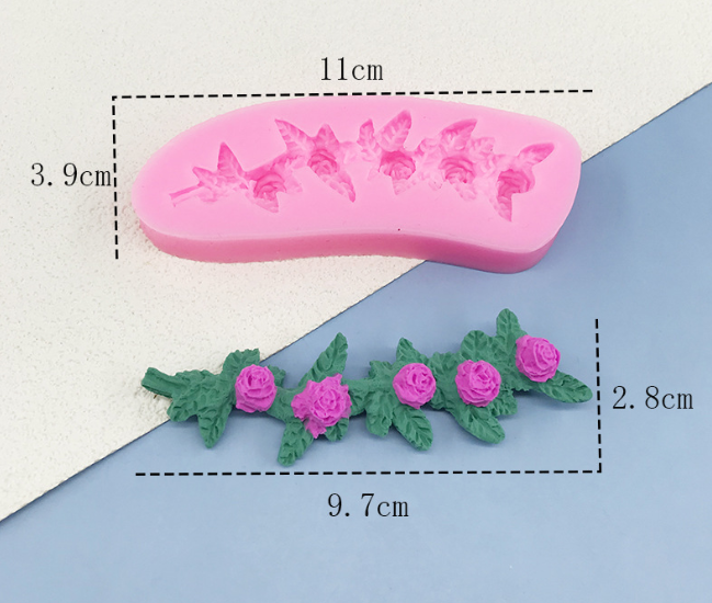 Молд силиконовый Розы 110 на 39 мм розовый Киев - изображение 2