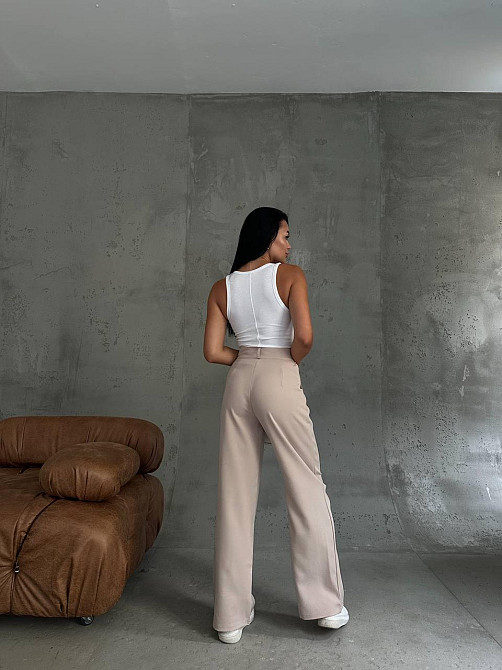 Жіночі базові штани палаццо костюмка Бежевий, 46/48 Одеса - фото 5