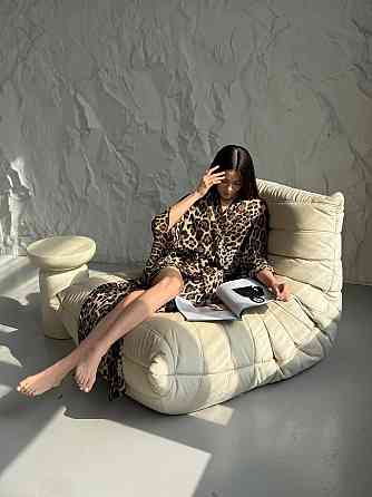 Довгий шифоновий халат Леопард S/M Харьков