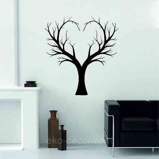 Декоративное настенное 3D Панно «Дерево Сердце» Декор на стену с объемом 90*84 см, Черный Киев