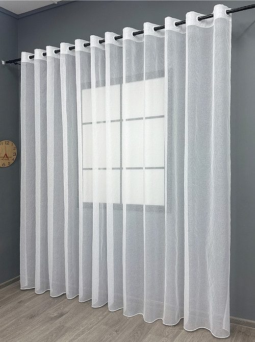 Тюль на люверсах VR-Textil 1276т Мікро-льон однотонний Білий 600х270 см (47-017) Київ - фото 3