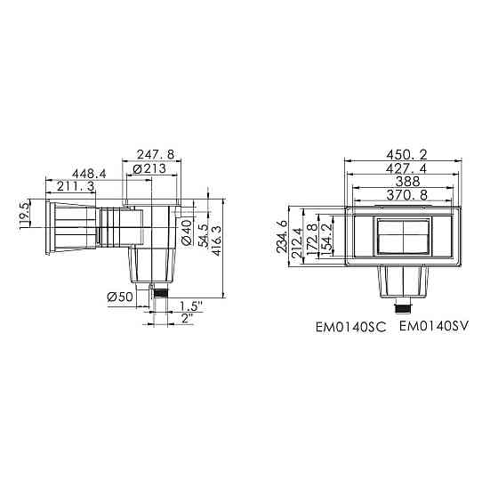 Скиммер под лайнер Emaux EM0140-SV Wide. с латунными вставками Киев
