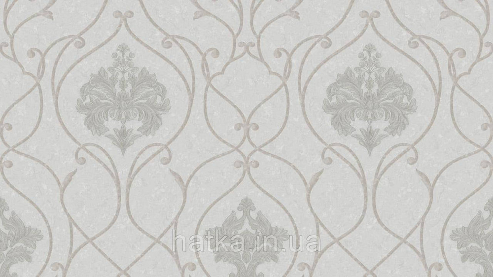 Шпалери метрові вінілові на флізеліні Sintra Classic класика вензелю завитки структурне біле золото на бежевому 423219 Київ - фото 1