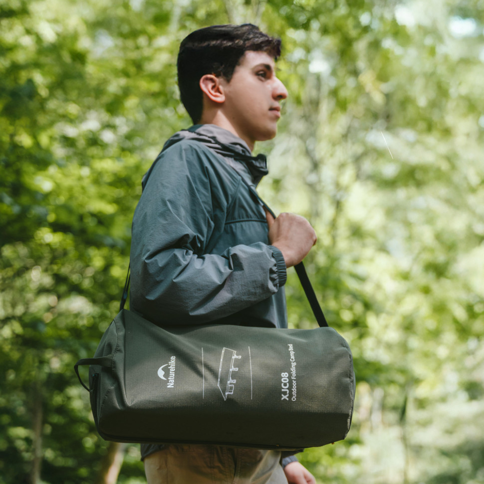 Ліжко туристичне складане Naturehike XJC08 CNK2550WS020 (поліестер + алюміній) Чорний Вінниця - фото 7