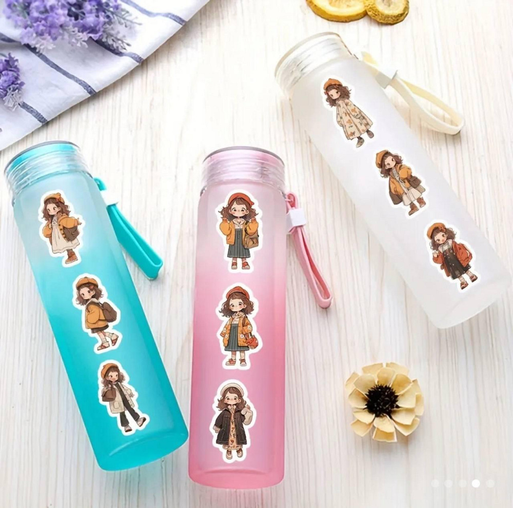 Наклейки с рисунками девочек, для блокнота, ноутбука, скетчбука, бутылки для воды, набор 50 штук Киев - изображение 6