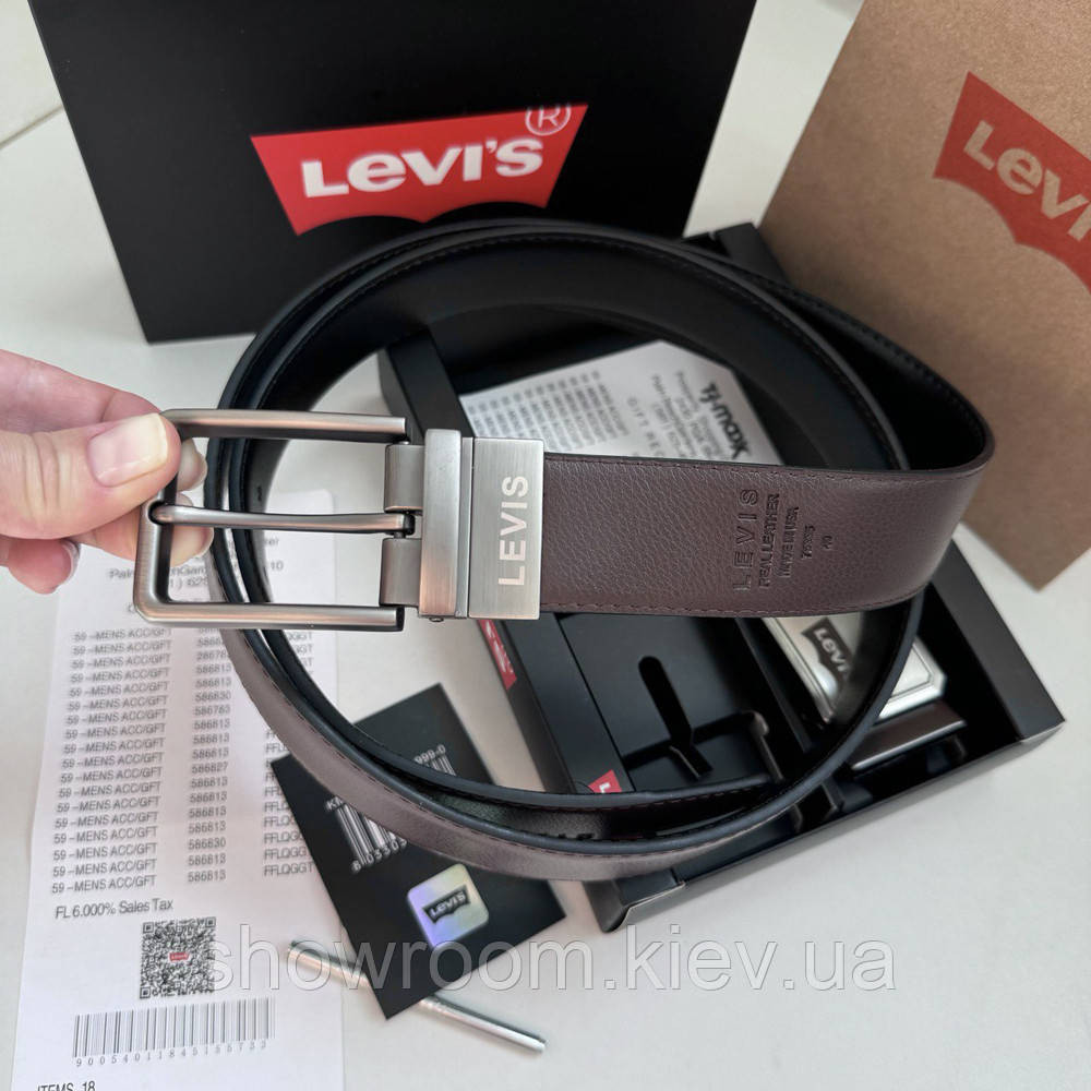 Двосторонній ремінь із двома пряжками в подарунковій упаковці Levis (516) Київ - фото 7