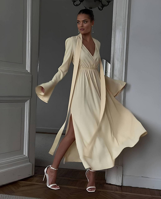 Жіноче романтичне приталене плаття костюмка Жовтий Одеса - фото 4