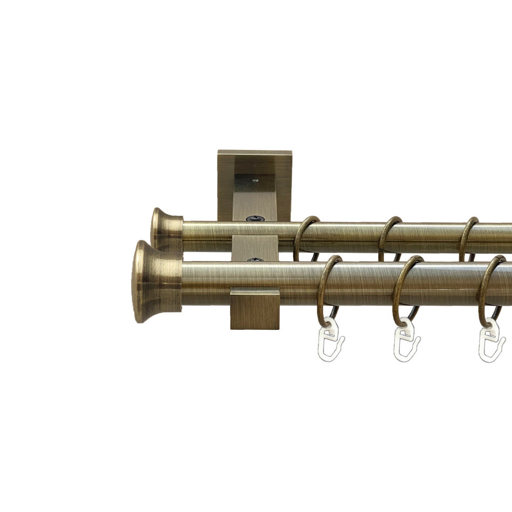 Карниз Orvit Дуо металевий дворядний техно гладка труба кільце металеве Антик 25\19 мм 160 см (00-00025976) Львов - изображение 1