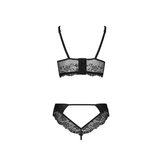 Комплект з еко-шкіри та мережива Passion LOONA SET XXL/XXXL, black, бра і трусики Львів
