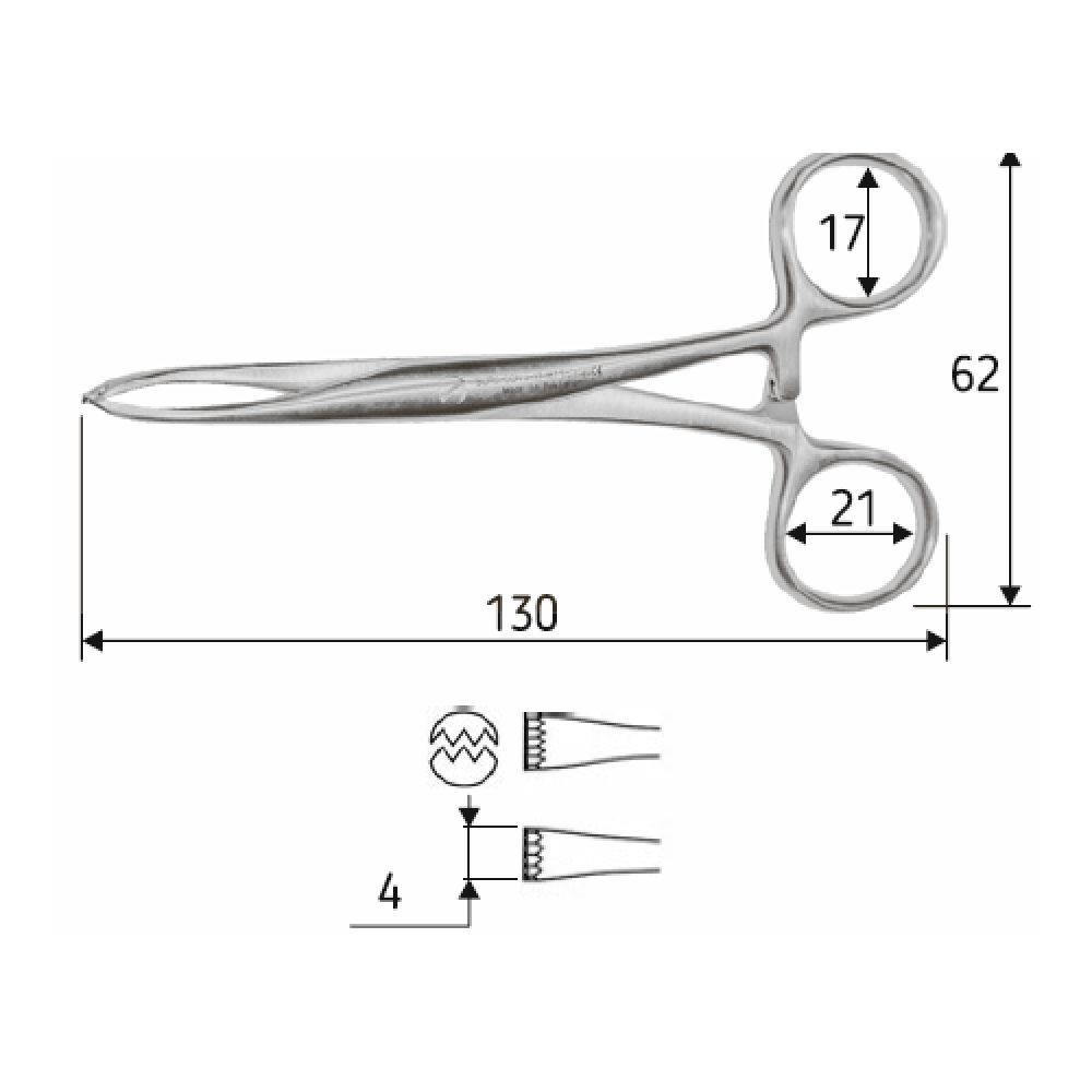 Зажим для ткани Tuffier 13 см, J-17-167 Днепр - изображение 2
