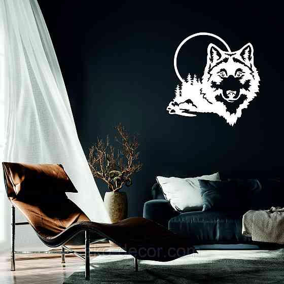 Декоративне настінне Панно «Вовк», Декор на стіну 50*50 см, Білий Київ