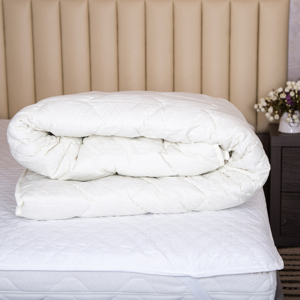 Ecotton Ковдра Ecotton полуторна 140х205 см шерстяна стьогана сатин біла 20-0709 White Коломыя - изображение 1