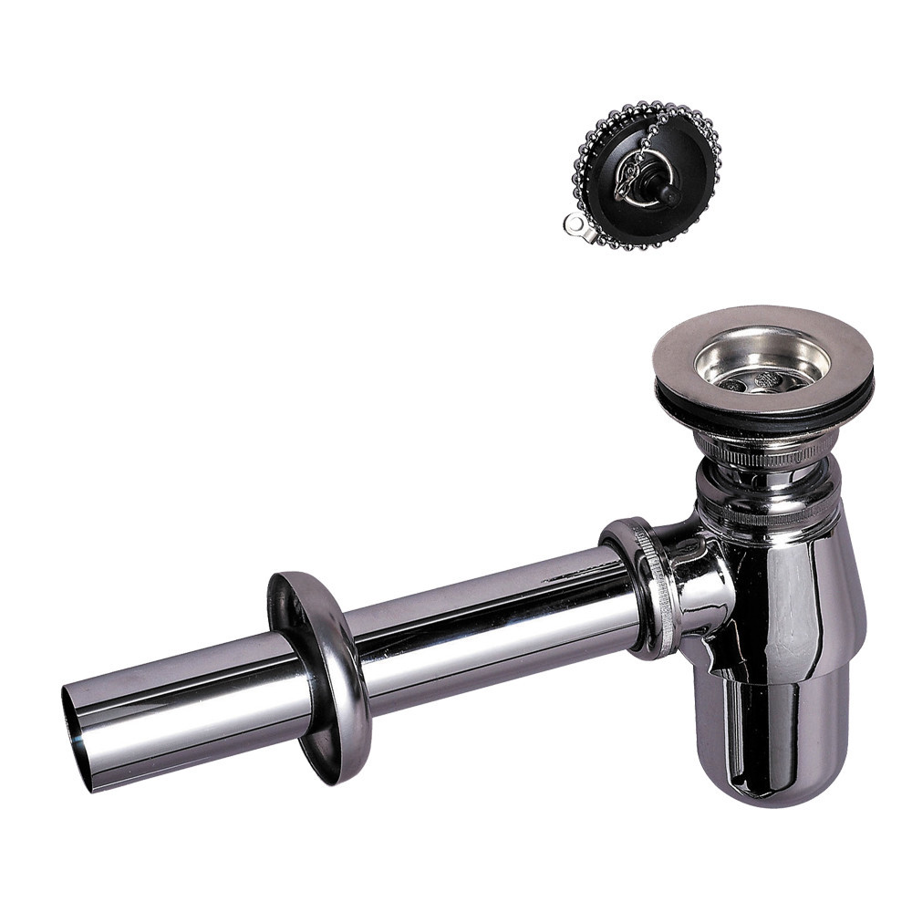 Сифон для раковини латунний з корком на ланцюжку 11⁄4" × Ø 32 мм WIRQUIN (9541203) Київ - фото 1