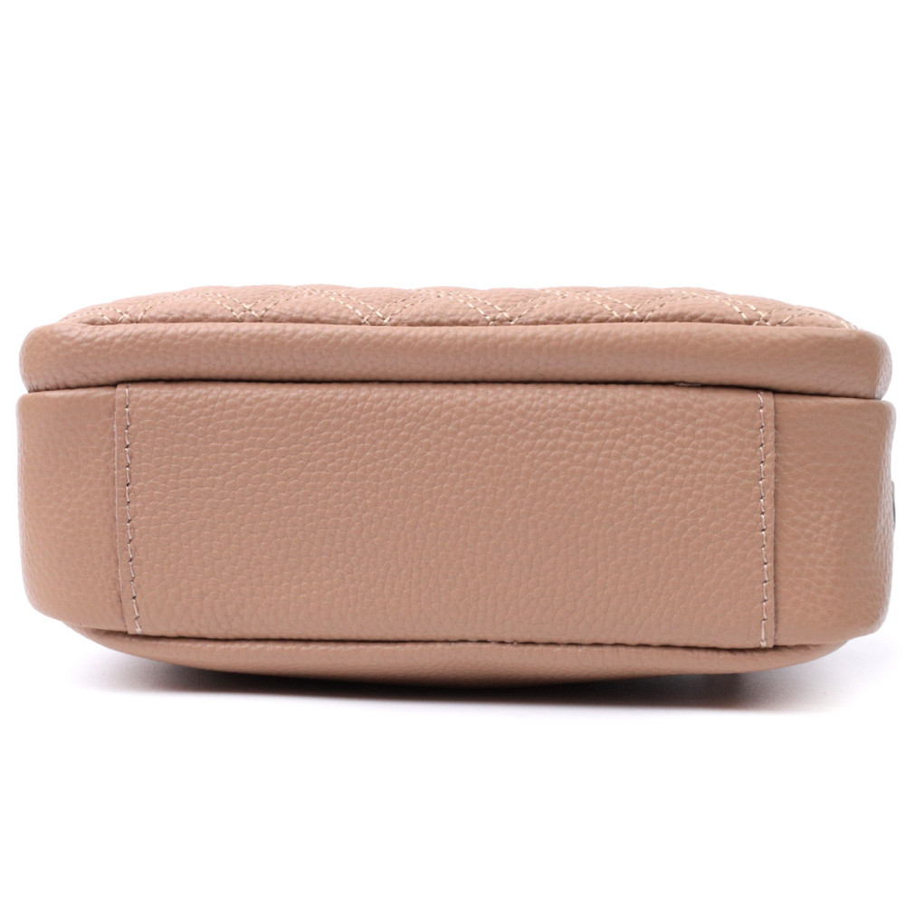 Модная женская сумка прошитая ромбами на лицевой стороне из натуральной кожи Vintage 22637 Бежевая Киев - изображение 6