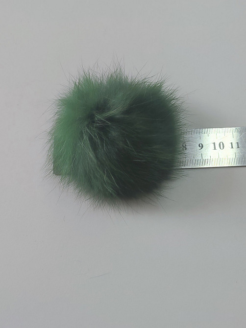 Помпон на шапку з натурального хутра кролика 7-8 см Хакі Харків - фото 1