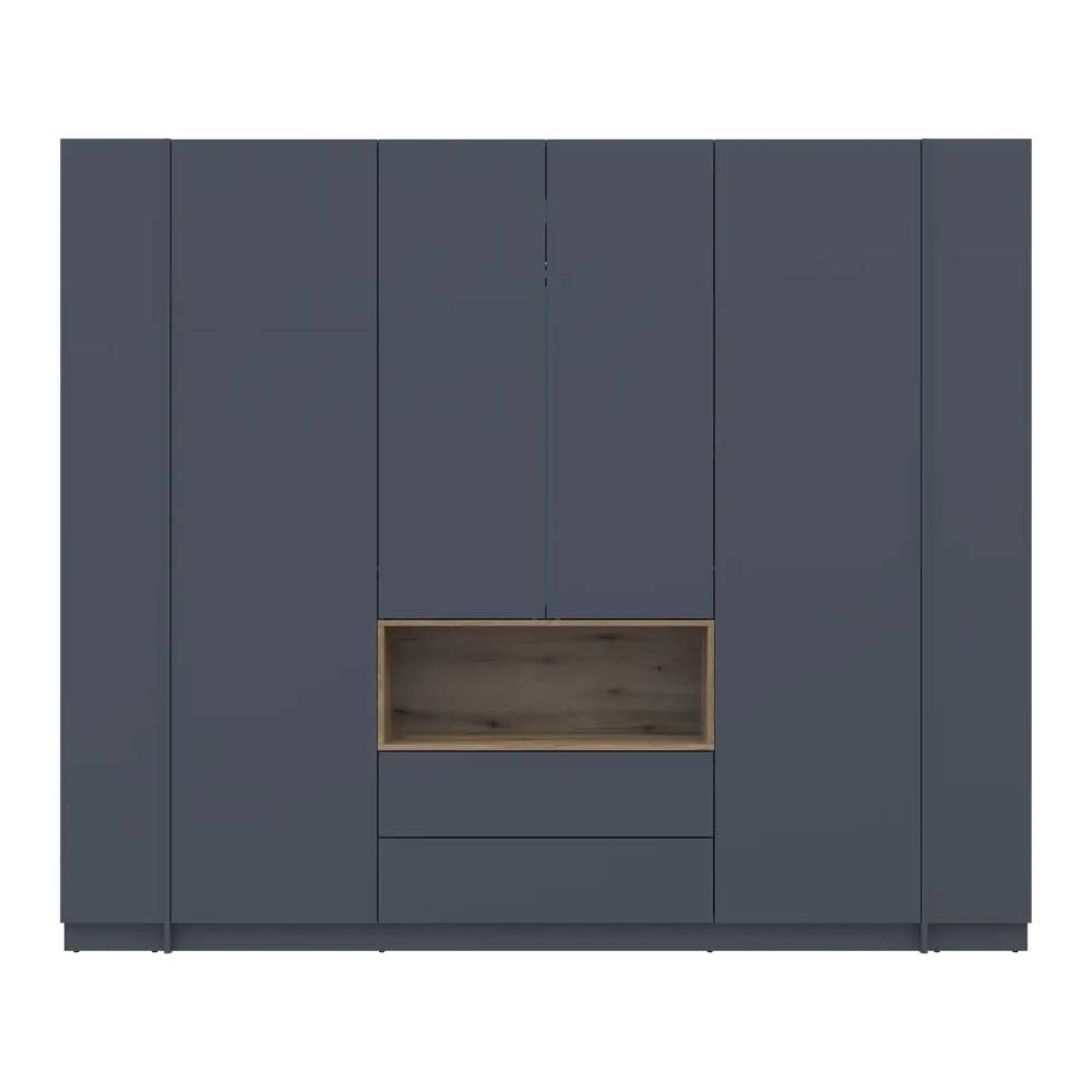 Шафа для одягу з нішою та етажеркою Doros Дейл Графіт/Дуб Евок 4 ДСП 234х52х220 DRS-011727 (44900339) Дніпро - фото 8