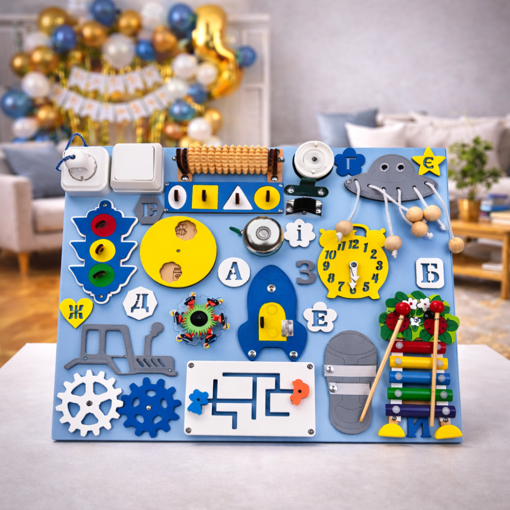 Доска для мальчика 40x50 Игрушки от 6 месяцев для развития мелкой моторики Бизиборд развивающая деревянная игрушка Монтессори Тернополь - изображение 11