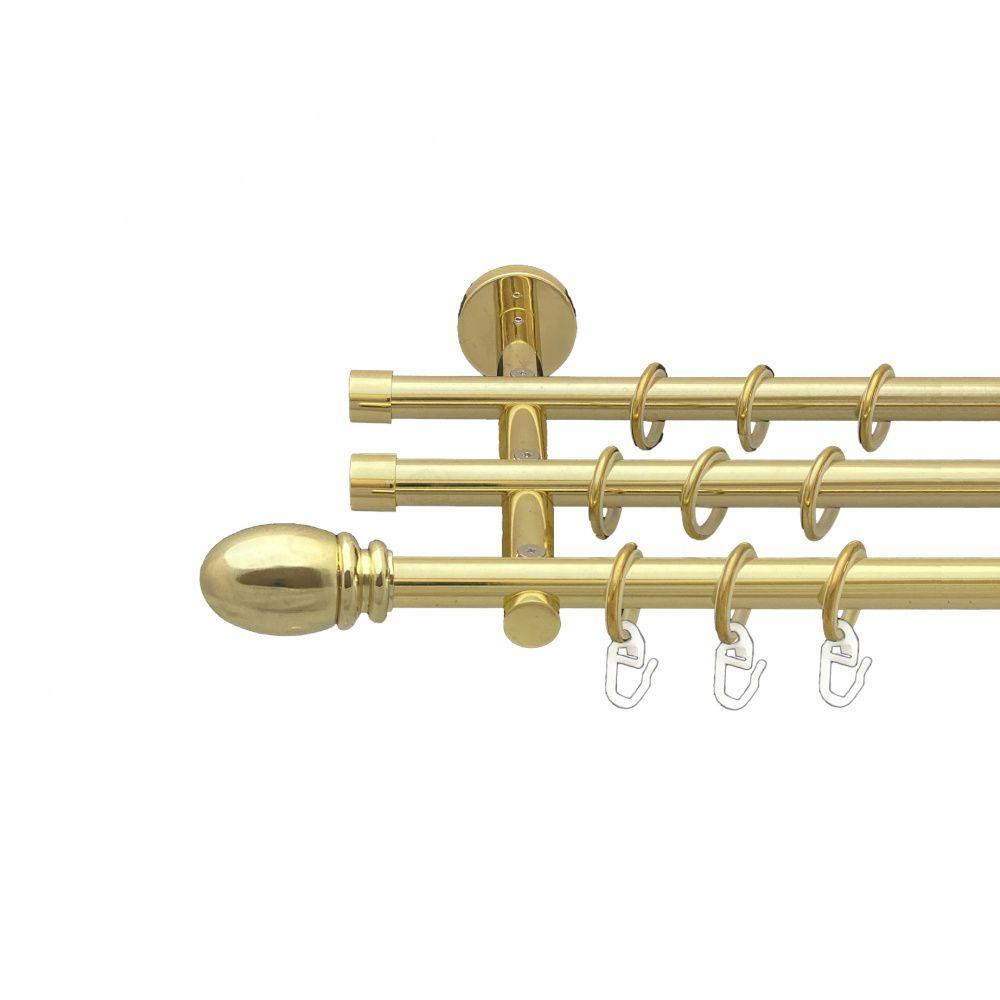 Карниз Orvit Белуно металевий трирядний циліндр (20 см) гладка труба кільце металеве Золото 16\16\16 мм 200 см Львов - изображение 1