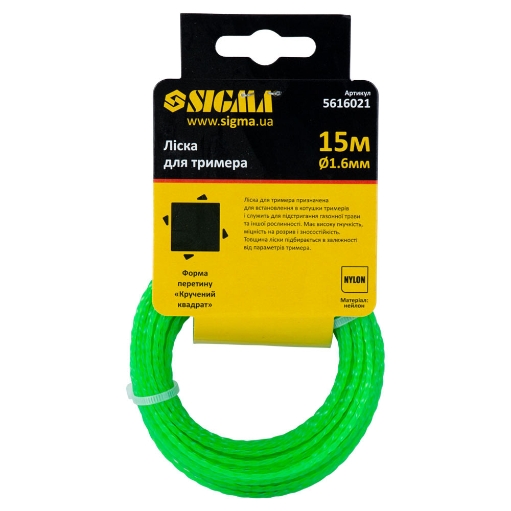Sigma Леска для триммера крученый квадрат Ø1.6мм 15м SIGMA (5616021) Киев - изображение 2