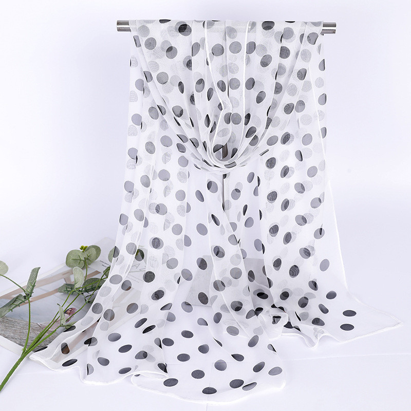 Женский шарф в горох 150 на 50 см бело-черный Киев - изображение 1