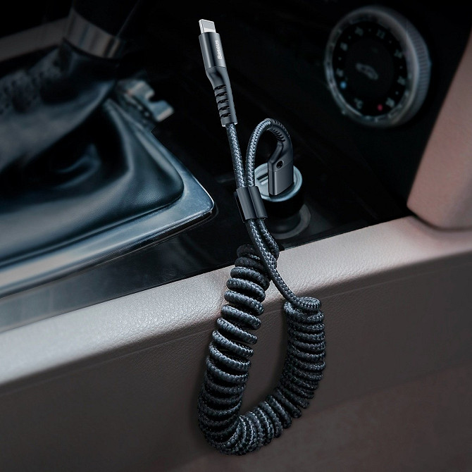 Кабель Lightning Baseus Fish eye Spring Data USB-Lightning CALSR-01 (Чорний, 1м) Николаев - изображение 8