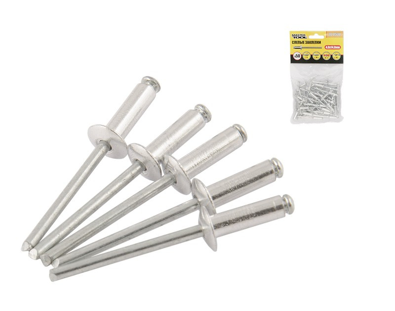 Заклепки алюмінієві витяжні MASTERTOOL 4.0х14.00 мм 50 шт 20-0520 Коломия - фото 2