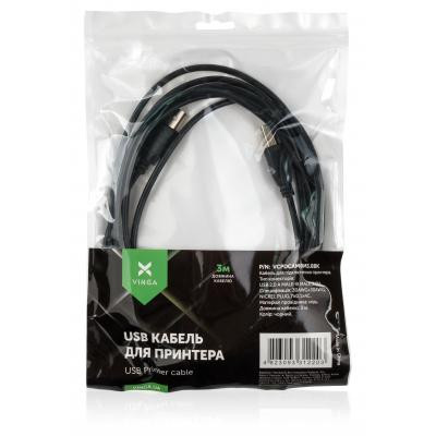 Кабель для принтера USB 2.0 AM/BM 3.0 m Vinga (VCPDCAMBM3.0BK) Вінниця - фото 4