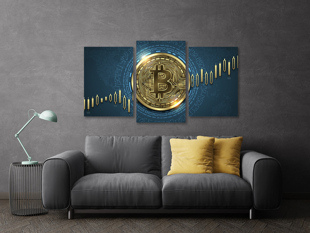 Модульная картина в гостиную / спальню  Біткоін    Art-702_3 70x130 см Київ - фото 3