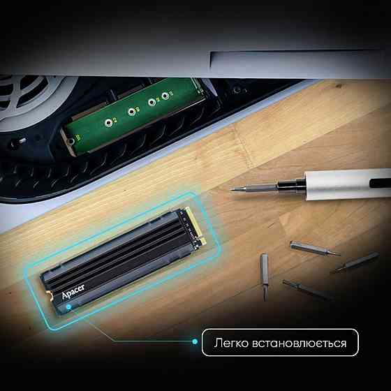 Накопичувач SSD M.2 Apacer AS2280Q4U5 (For PS5) 4TB 2280 PCIe 4.0x4 NVMe 3D Nand Read/Write: 7400/6800 MB/sec Одеса