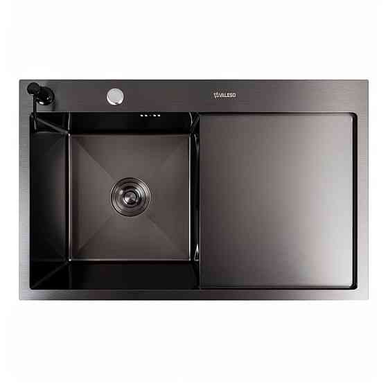 Кухонна мийка CM 78*50 L чорна PVD VALESO Handmade (круглий сифон 3,0/0,8) Коломыя
