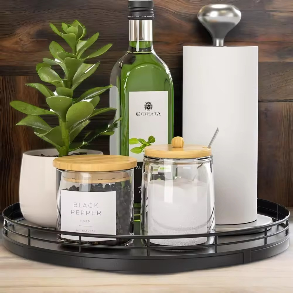 Піднос-столик для кухонного або ванного приладдя, дерев'яний, 10 дюймів, чорний Кам'янець-Подільський - фото 5